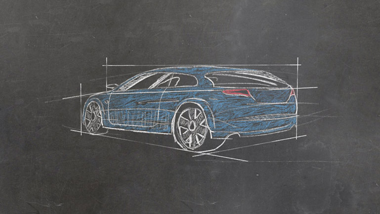 Detalle del coche dibujado a tiza en la pizarra. Las ilustraciones las definimos con cierto matiz infantil, pero con un estilo cuidado, que ponen en contexto al personaje con su desempeño profesional. Detalle del coche dibujado a tiza en la pizarra.