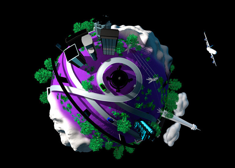 Planeta violeta. Encuentro entre la megalópolis tanto a nivel de infraestructuras como de comunicaciones con los espacios verdes necesarios para una calidad de vida en armonía con la naturaleza. Planeta violeta. Encuentro entre la megalópolis tanto a nivel de infraestructuras como de comunicaciones con los espacios verdes necesarios para una calidad de vida en armonía con la naturaleza.