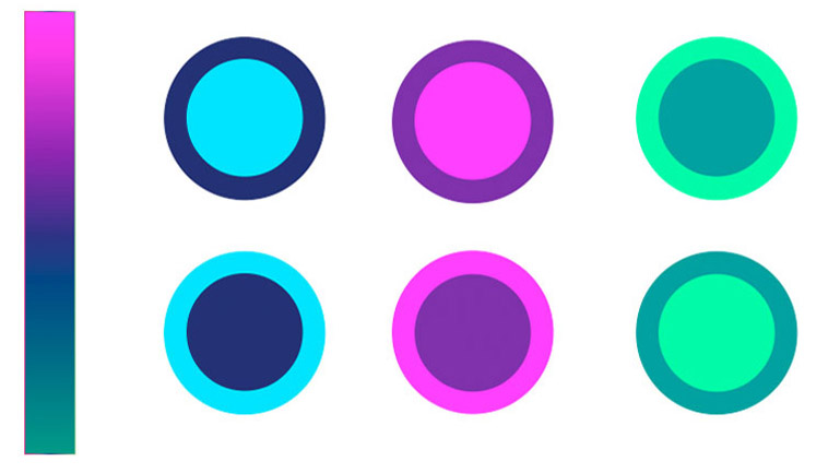 Esquema de color que representa la paleta básica empleada para el desarrollo del paquete gráfico por Duplo.